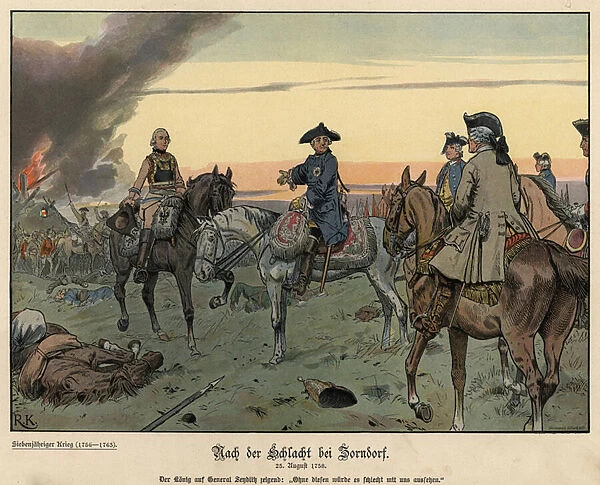After the Battle of Zorndorf (colour litho)