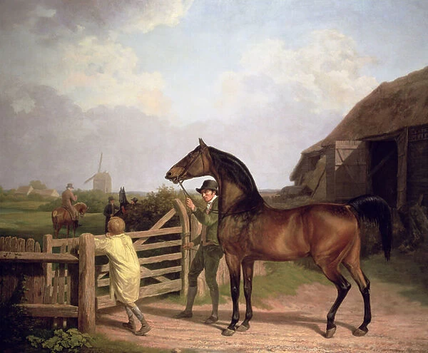 Bay Ascham, a stallion led through a gate to a mare, 1804 (oil on canvas)