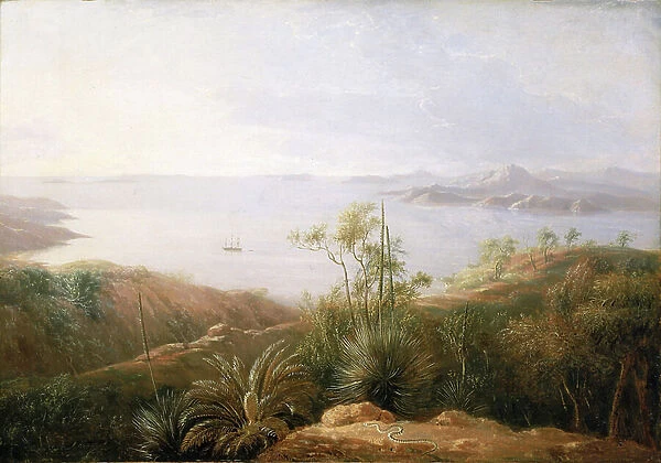 A bay on the south coast of New Holland (Australia), January 1802, during Matthew Flinders's (1774-1814) expedition on the Investigator between 1801 and 1803, to map the southern lands, the painter was part of the expedition