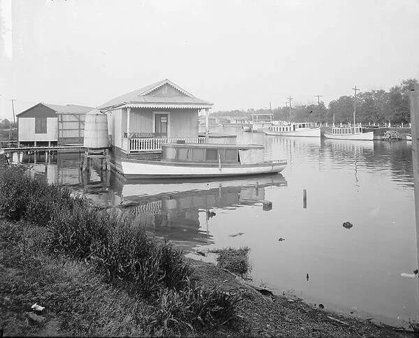 Along Bayou Saint John, New Orleans, 1910 (b  /  w photo)