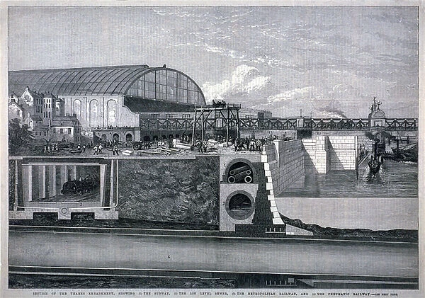 Bazalgette, The Thames Embankment, 1867 (litho)