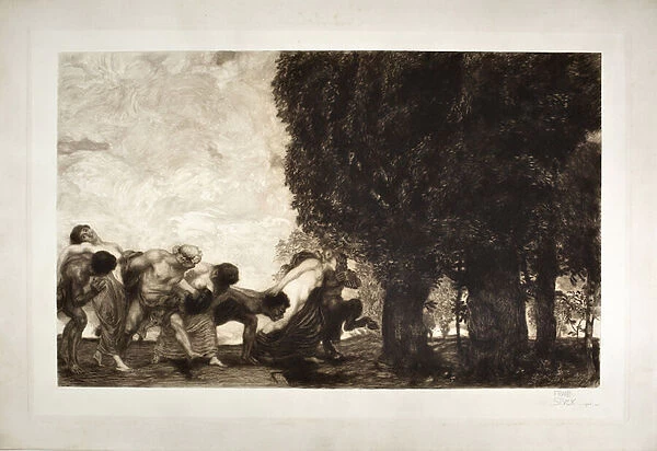 BBacchantes, satyrs and nymphs (etching, 20th century)