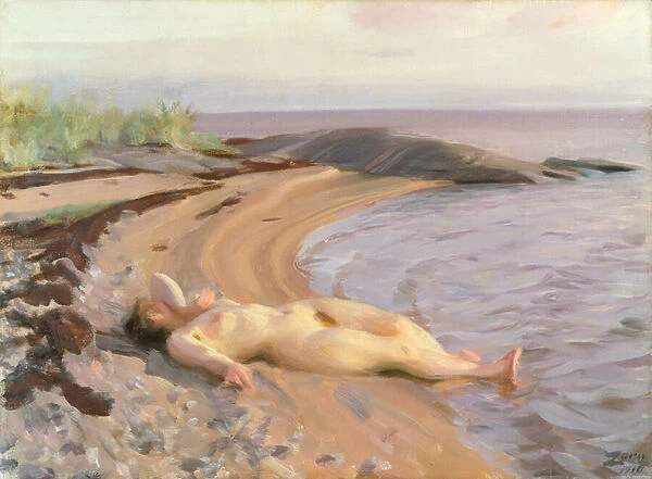 On the Beach, 1910 (oil on canvas)