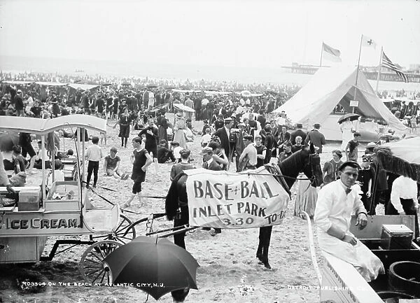 On the Beach at Atlantic City, New Jersey, c. 1900-06 (b / w photo)
