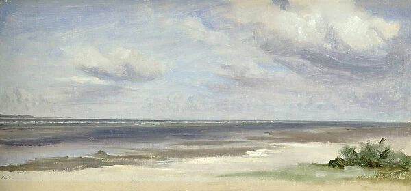 A Beach on the Baltic Sea at Laboe, 1842 (w  /  c on paper on card)