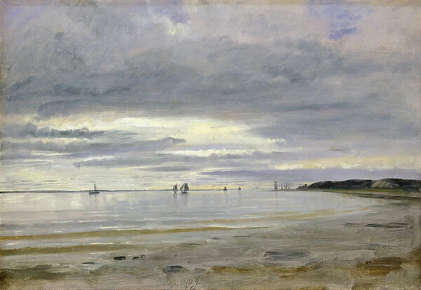 The Beach at Blankenese, 8th October 1842 (oil on paper on board)