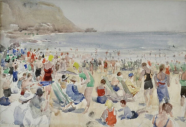 On the Beach, c.1920-30 (w / c)