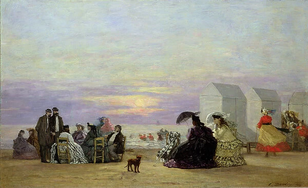 Beach Scene, Evening, 1864 (oil on panel)