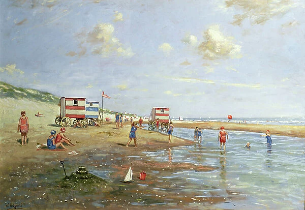 Beach Scene (oil on canvas)