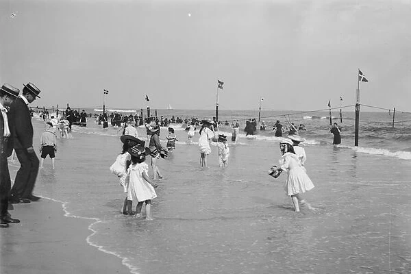 Beach Scene, Rockaway, New York City, USA, c. 1905 (b  /  w photo)