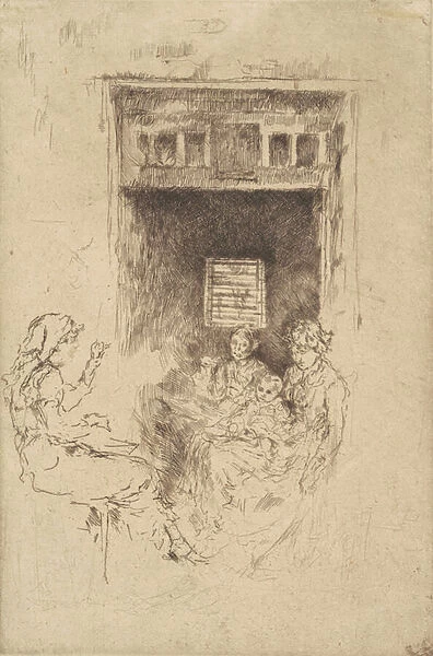 Bead-Stringers, 1880 (black etching on laid paper)