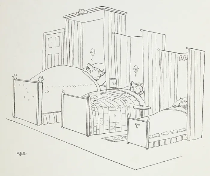 Framed Print : The three bears all in bed