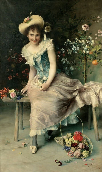 Beauty on a garden bench, 1897 (oil on canvas)