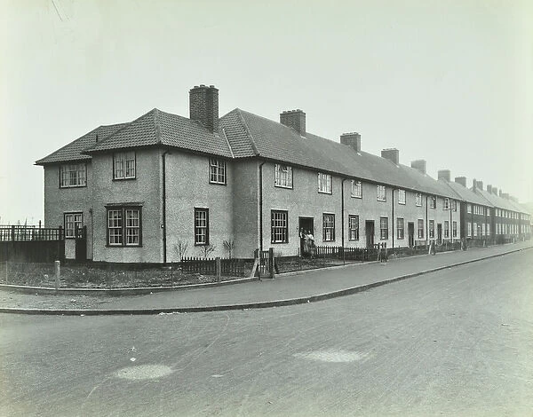 Becontree Estate: general view of Valence Road, terraced houses, 1926 (b  /  w photo)