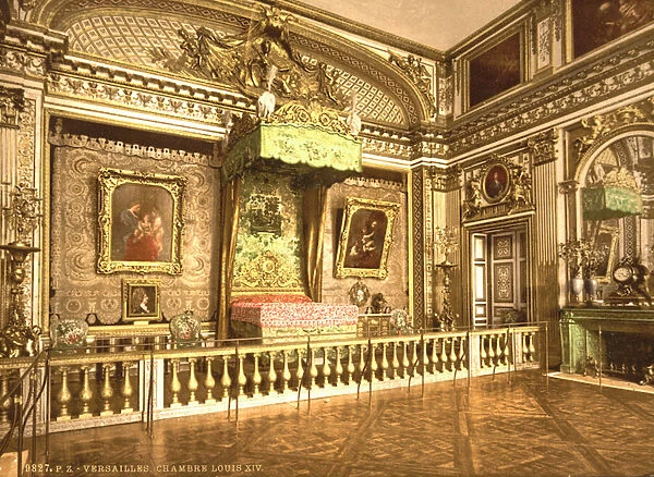 Bedchamber of Louis XIV, Versailles, c. 1890-1900 (photochrom)
