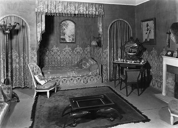 Bedroom belonging to Jeanne Lanvin (1867-1946) c. 1920-25 (b  /  w photo)