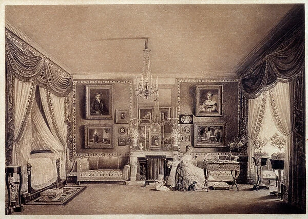 Bedroom of the Duchess of Berry at the Tuileries. Drawing by Auguste Garneray (1785-1824)