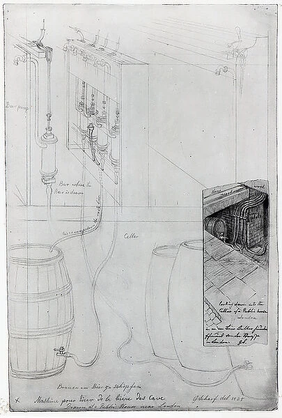 Beer Cellar equipment, 1825 (pencil on paper)