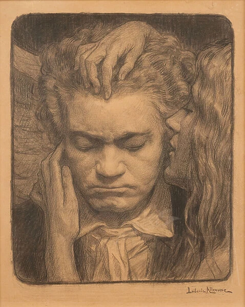 Beethoven Listening to a Muse, 1912 (charcoal on paper)