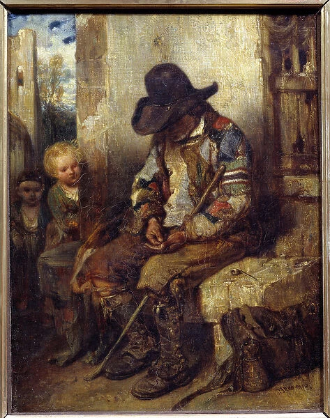 A beggar with his recipe Painting by Alexandre Gabriel Decamps (1803-1860) 1833 Sun