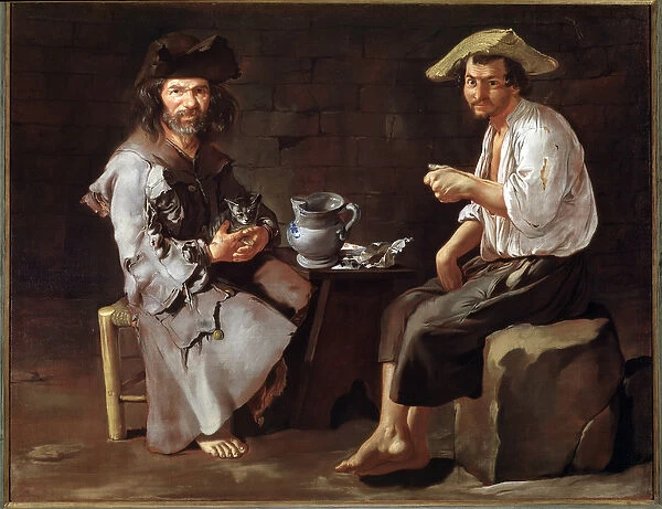 Two beggars - oil on canvas, 18th century