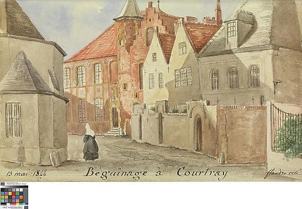 Beguinage in Courtray, 1844 (w / c on paper)