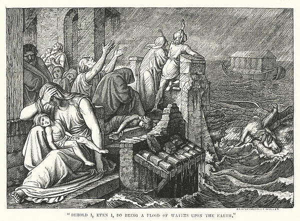 'Behold I, even I, do bring a flood of waters upon the earth'(engraving)