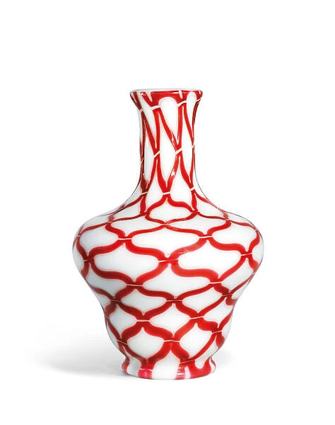 Beijing opaque white and ruby-red vase, Qing Dynsaty, 18th century (glass)