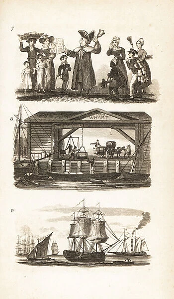 The Bellman, a London Wharf and Coal-ship and coal barge