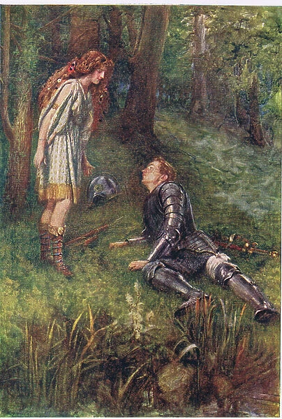 Belphoebe and Timius, Stories from the Faerie Queen published by George Harrap and Company, 1920 (colour litho)