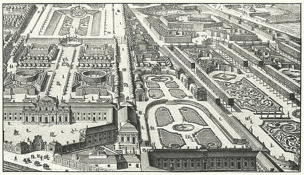 Belvedere, a building complex in Vienna built as a summer residence for Prince Eugene of Savoy (engraving)
