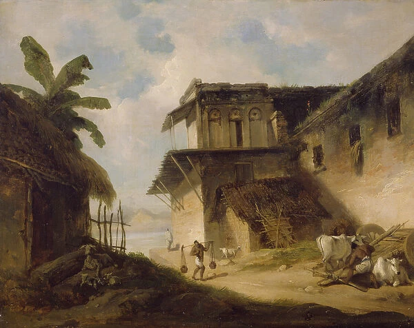 Bengal Village Scene, 1819-1821 (oil on canvas)