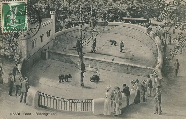 Bern Zoo, Bear Garden. Postcard sent on 19 June 1913