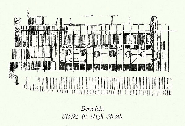 Berwick, Stocks in High Street (litho)