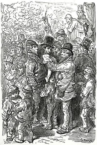 Betting on a Boxing Match outside the ring in London, 1872 (engraving)