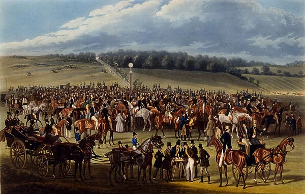 The Betting Post, print made by Charles Hunt, 1836 (aquatint)