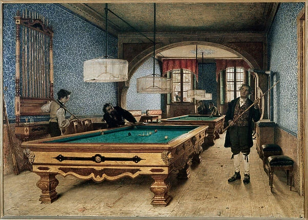 The billiards game (oil on canvas, 1867)