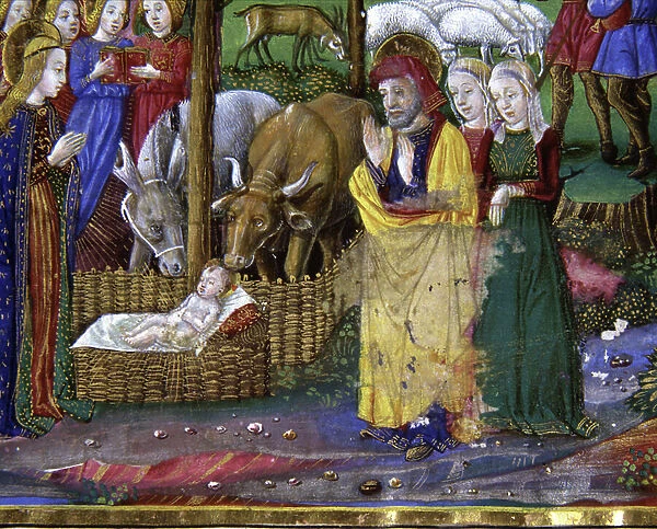 Birth of Christ, Bible New Testament, 1476 (miniature)