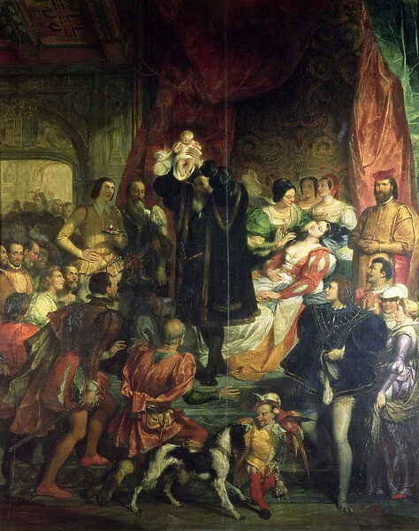 The Birth of Henri IV (1553-1610) at the castle of Pau, 13th December 1553