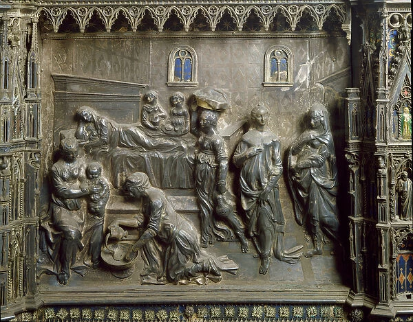 The birth of John the Baptist. Silver relief, 15th centruy