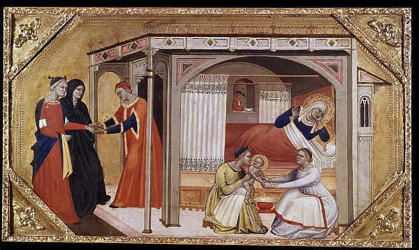 The Birth of the Virgin, 14th century (oil on panel)