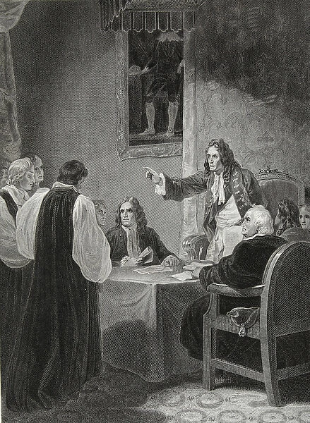 The Bishops before the Privy Council, 1688, engraved by George Noble