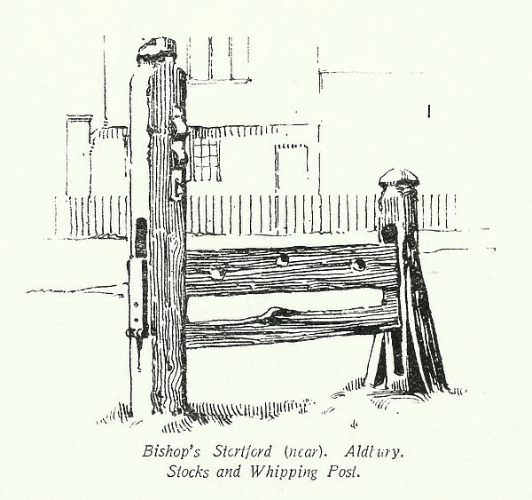 Bishop's Stortford, near, Aldbury, Stocks and Whipping Post (litho)