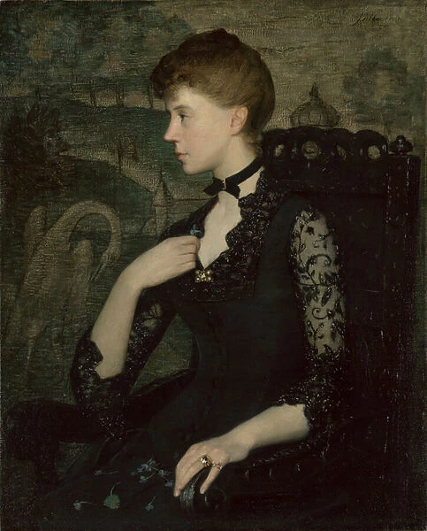 The Black Lace Dress (Portrait of the Artists Wife), 1885 (oil on canvas)