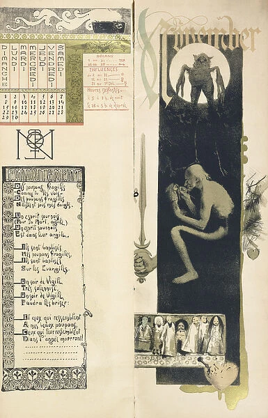Black Magic, the month of November for a magic calendar published in Art Nouveau