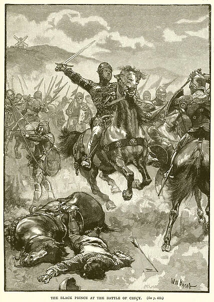 The Black Prince at the Battle of Crecy (engraving)