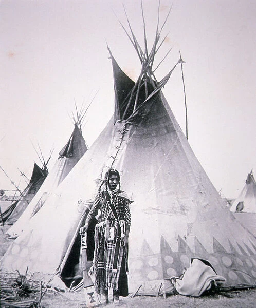 Blackfoot tribe member, Gleichen, Alberta, Western Canada, c. 1890 (b  /  w photo)