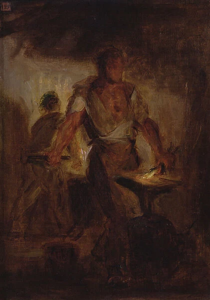 A Blacksmith (oil on canvas)