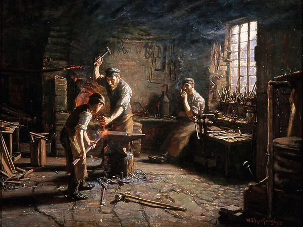 The Blacksmith's Shop, 1885 (oil on canvas)