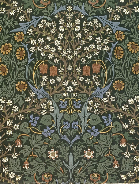 Blackthorn wallpaper, designed by William Morris (1834-96), 1892